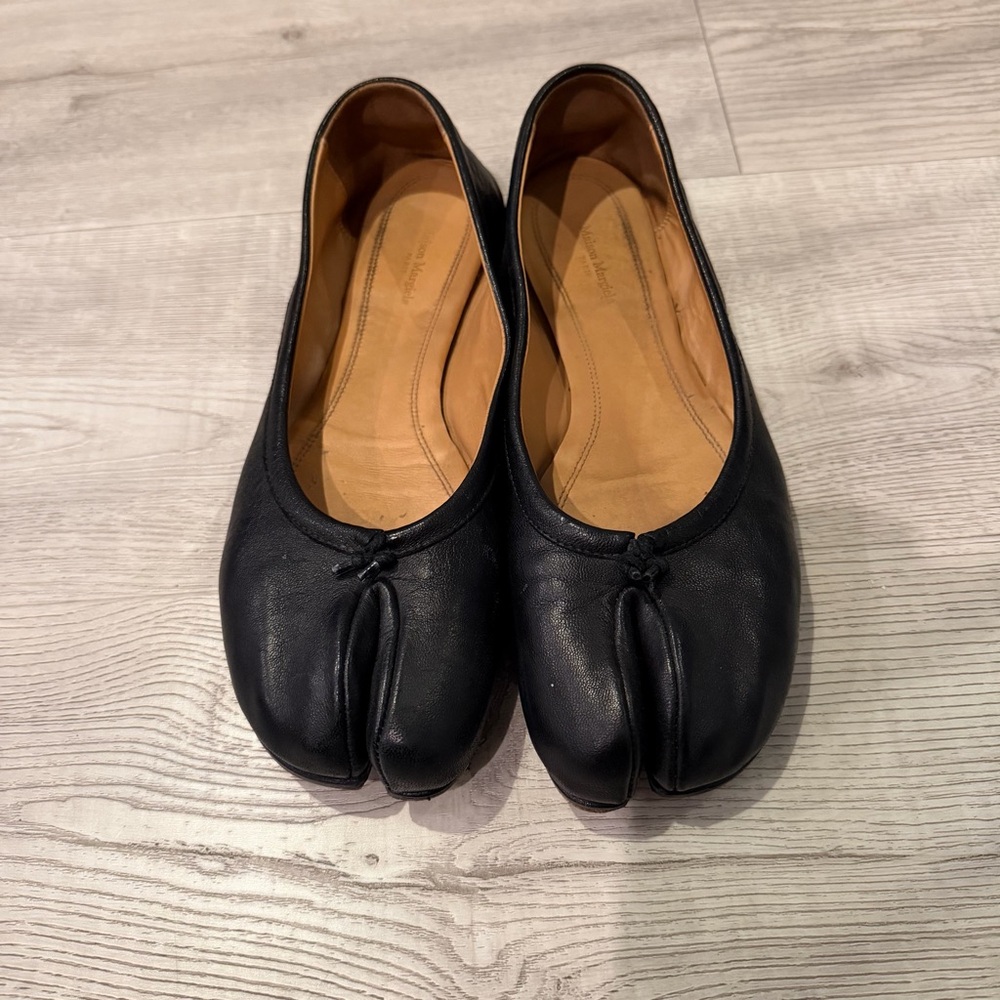 Maison Martin Margiela Black Leather Tabi Flats